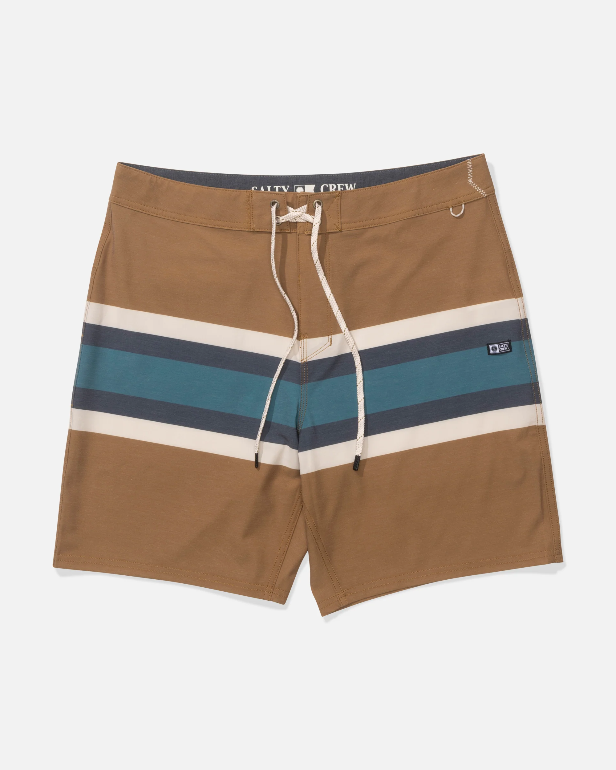 Crew 19" Stripe Boardshort - Bronze Brown